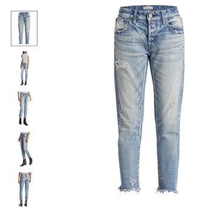 Moussy Vintage Kelley Mid-Rise Tapered Ankle Distressed Jeans